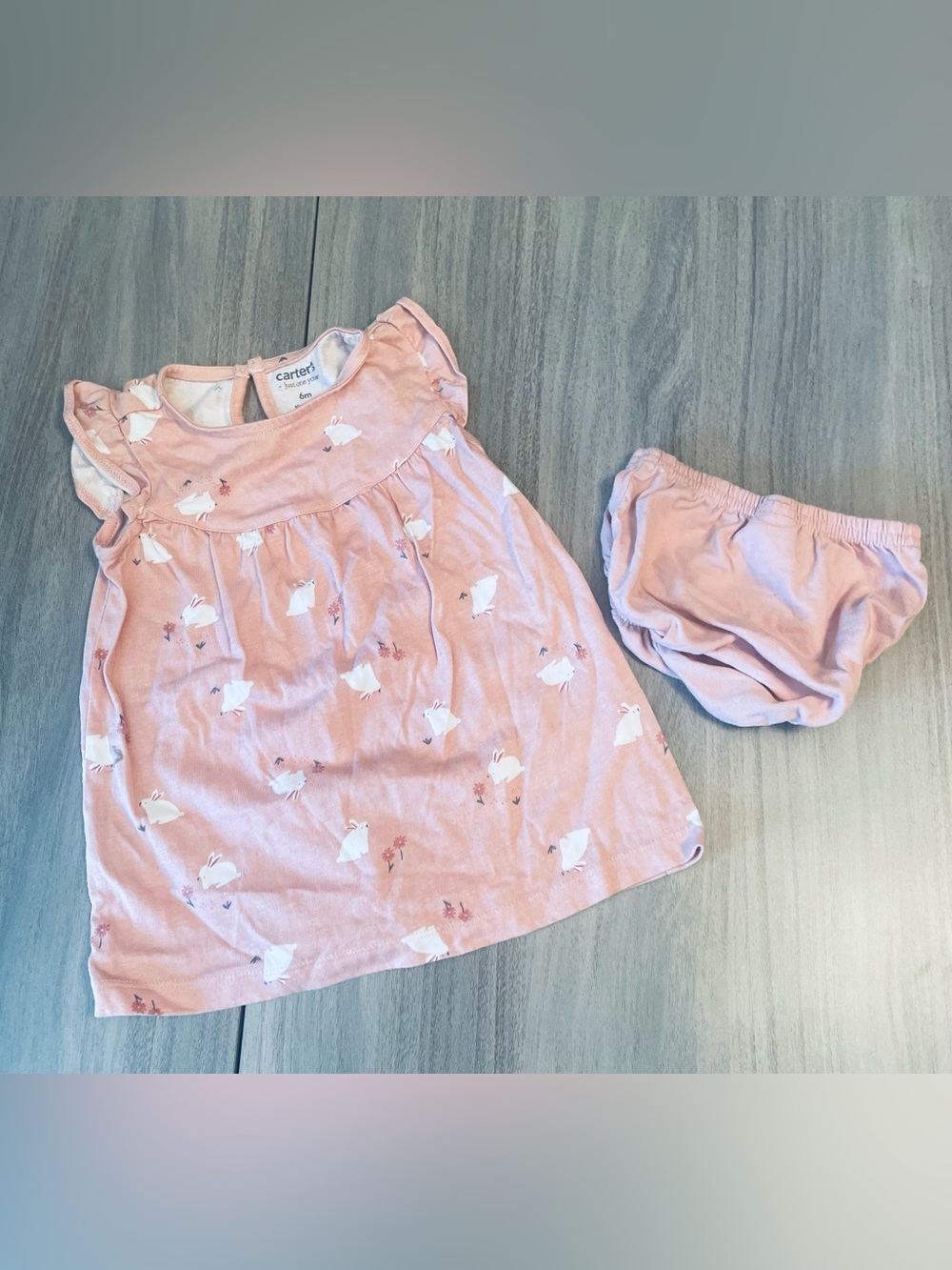 Carter's Baby Girls Pink Bunny Dress and Bloomer Set 6 months
